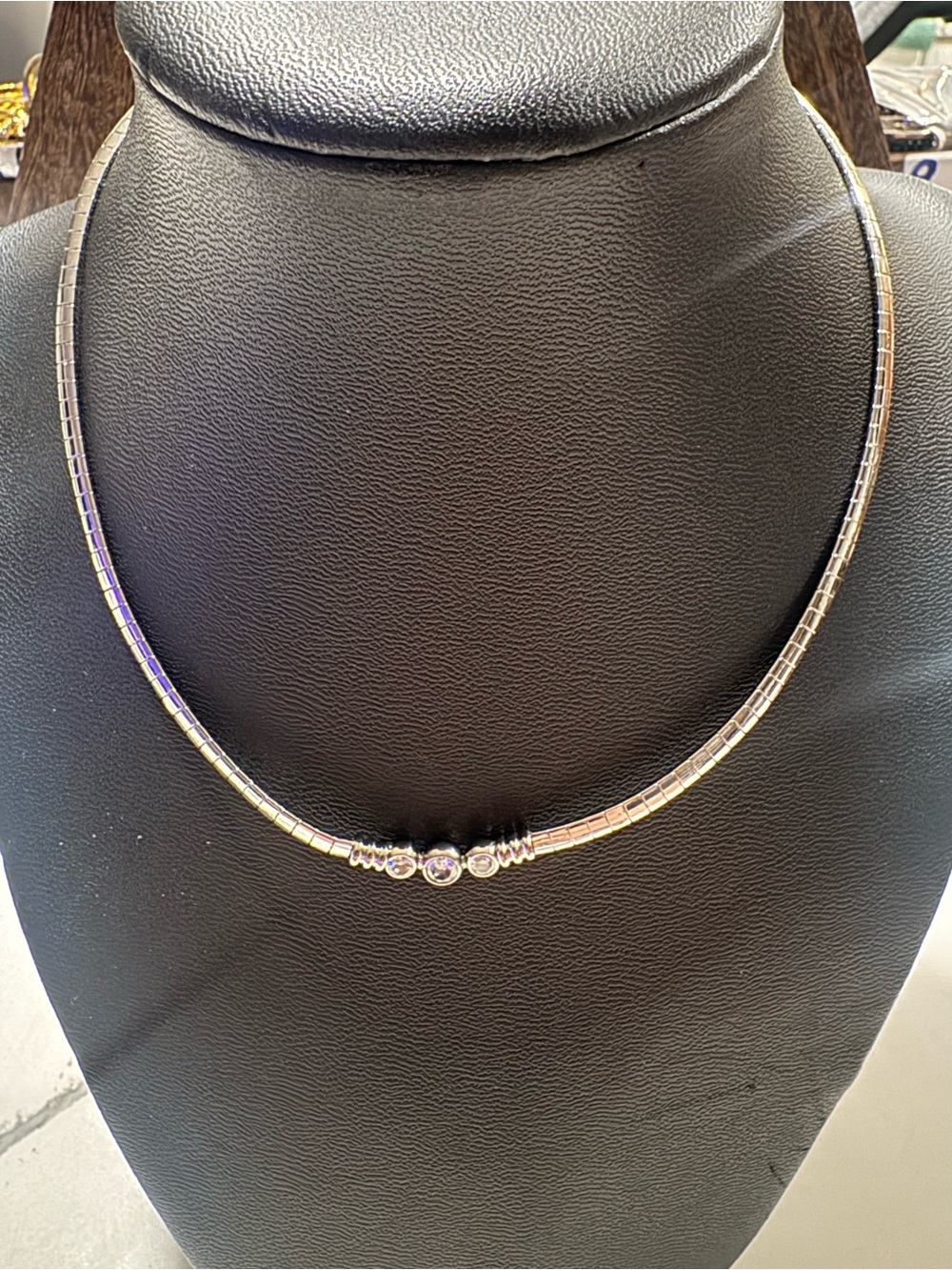 Stainless steel Hinge Tube Necklace with Bead Accent
